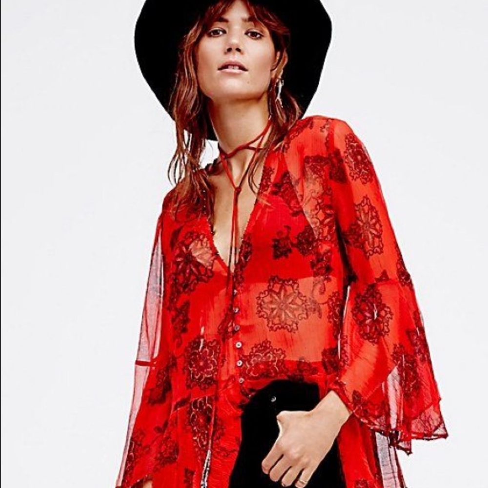 Free People Dragon Time Tunic Red